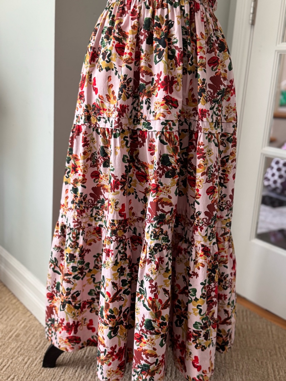 Anthropologie Maeve Somerset Tiered Maxi Dress pink floral Sm Cottage Romantic - Picture 12 of 16